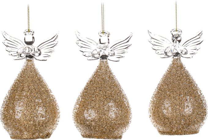Goodwill Kerstbal-Engel Glas Goud 10,5 cm  Voordeel Ass. Per 3 Stuks