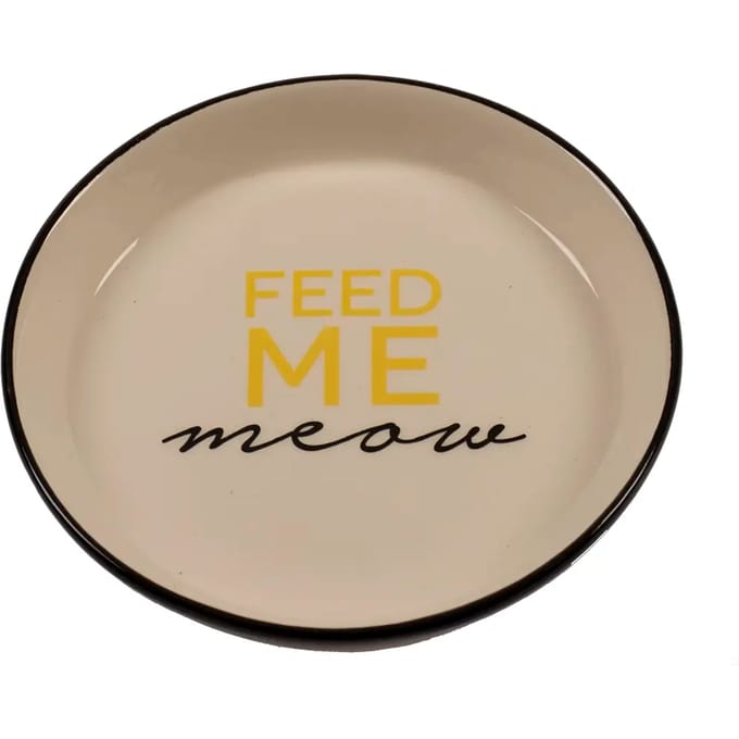 Duvoplus - Voerbak - Kat - Eetkom Stone Feed Me Meow Ø13,8cm - 180ml Zwart - 1st