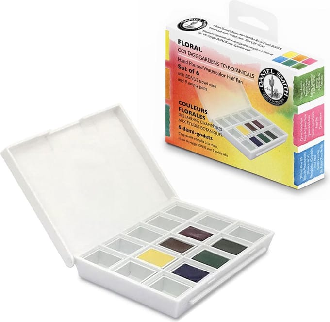 Daniel Smith Waterverf - Waterverf Professionele Kwaliteit 6 Kleuren - Watercolour Half Pan Set "Floral" with 6 Pans