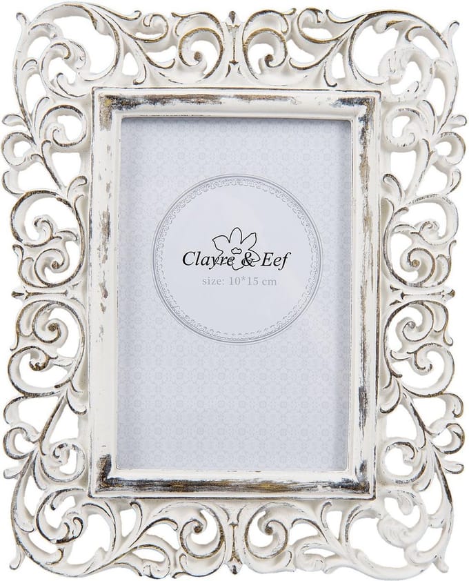 Clayre & Eef Fotolijst 10x15 cm Wit Kunststof