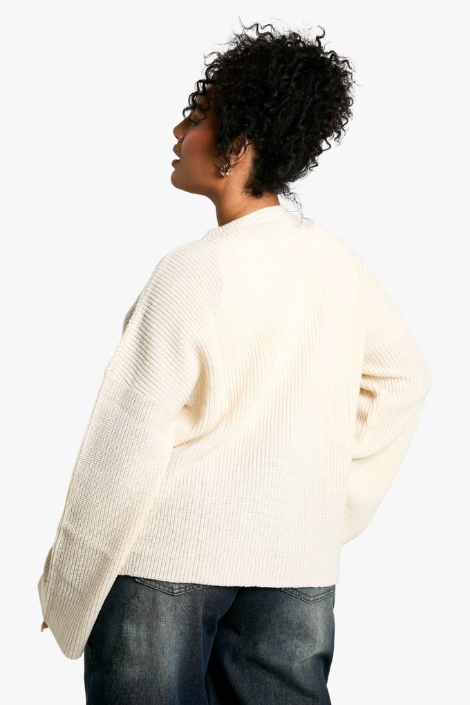 boohoo Dames Plus Cardigan met strikdetail | Creme | Maat: 54