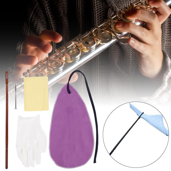 Fluit Onderhoud Accessoire Kit Zwabberdoek Handschoen Schroevendraaier Staaf Kit voor Fluit Reparatie brown