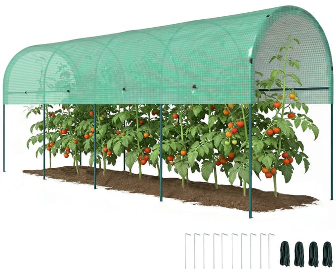 Outsunny Mini Kas-Staal, PE-400L x 120B x 170H cm-Groen