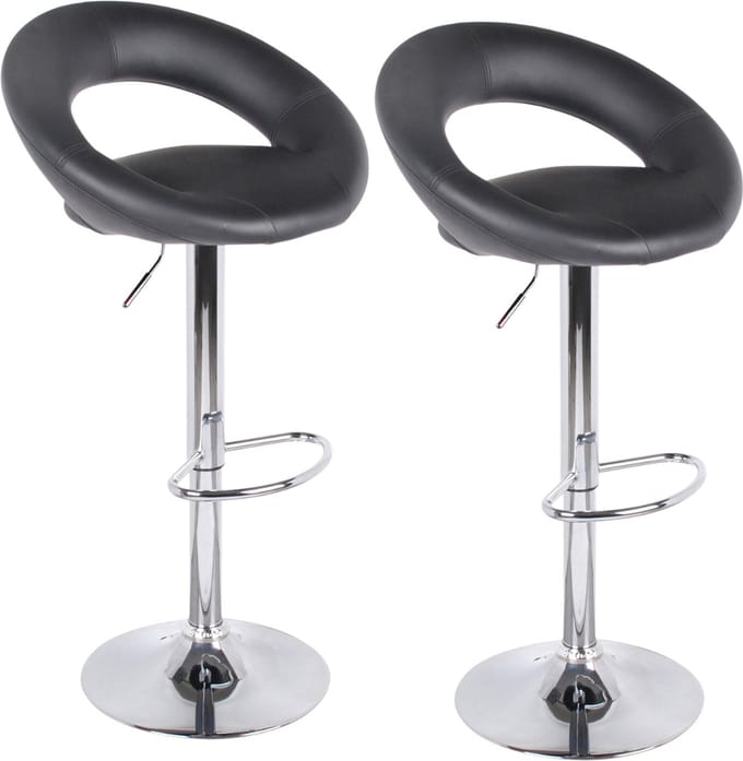 "WE LOVE" SET VAN 2 BARSTOELEN IN ZWART PU