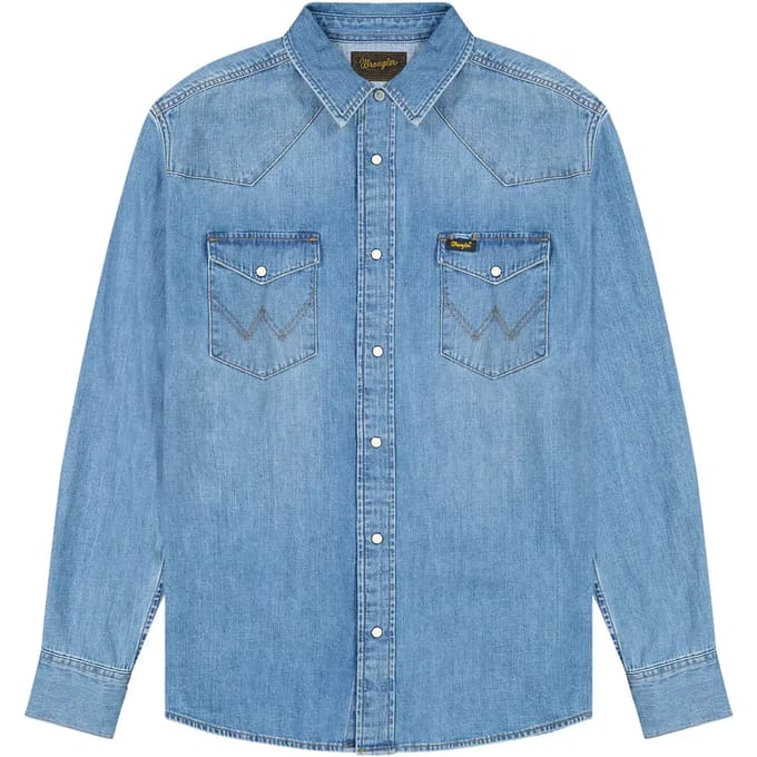 Denim overhemd Wrangler Western Mid Light Whash
