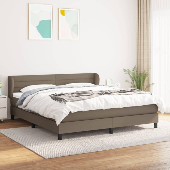 vidaXL - Boxspring - met - matras - stof - taupe - 160x200 - cm