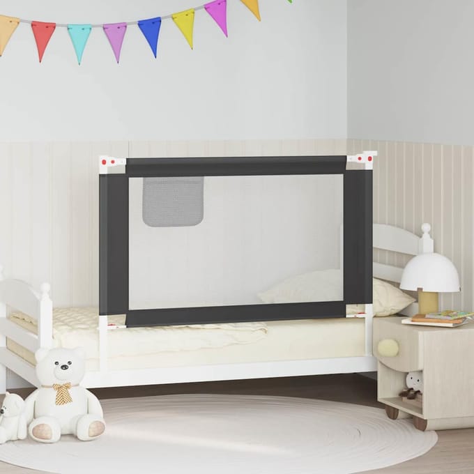 Barrière de Sécurité pour Lit d'Enfant Gris Foncé 120 x 25 cm Tissu