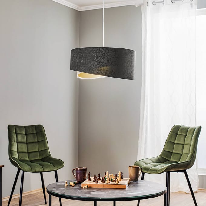 Maco Design Hanglamp Vivien, driekleurig: donkergrijs/wit/goud