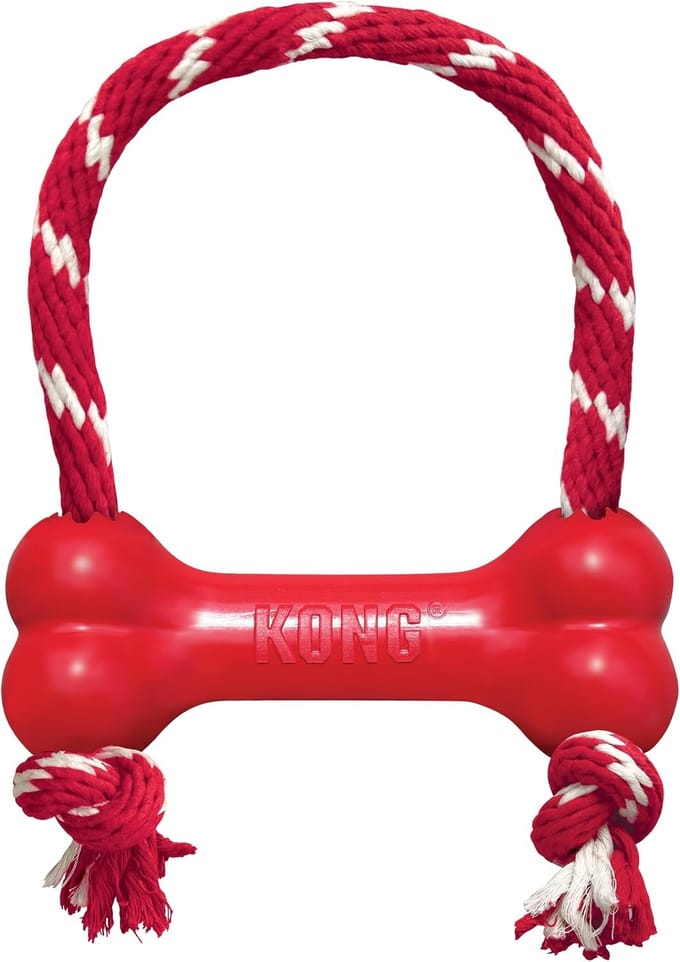 KONG Goodie Bone met Touw voor Middelgrote Honden, Rood