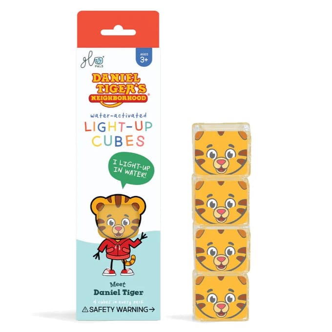 Glo Pals Daniel Tiger, Light Up Cubes, badspeelgoed, 4 Stuks