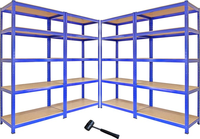T-rax 4x stellingkasten - blauw - 90x45x180 cm - 280kg per plank