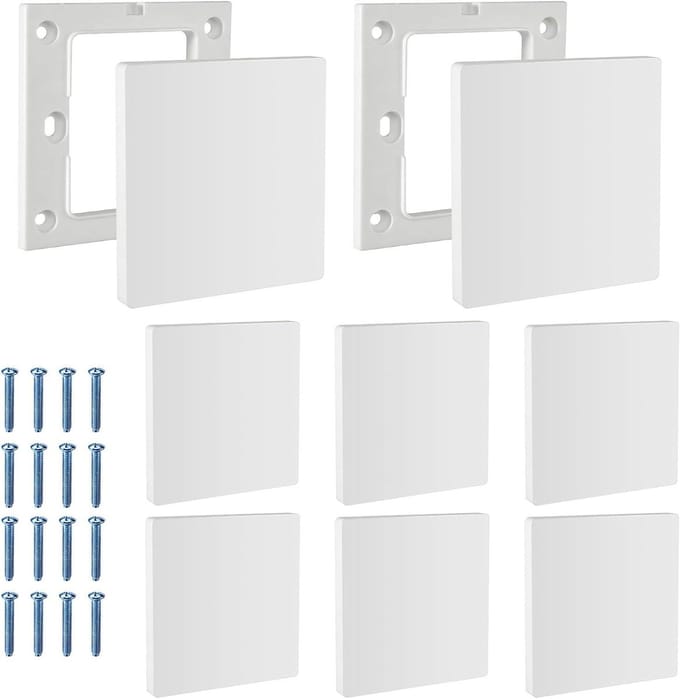 Blinde wandplaat - Afdekking stopcontact - Muur afwerken - Bevestiging met schroeven - 86 x 86 cm - Wit