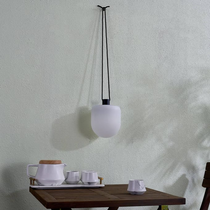 Lindby LED buiten hanglamp Eleia, 2.700 K, 16 cm, oplaadbare batterij