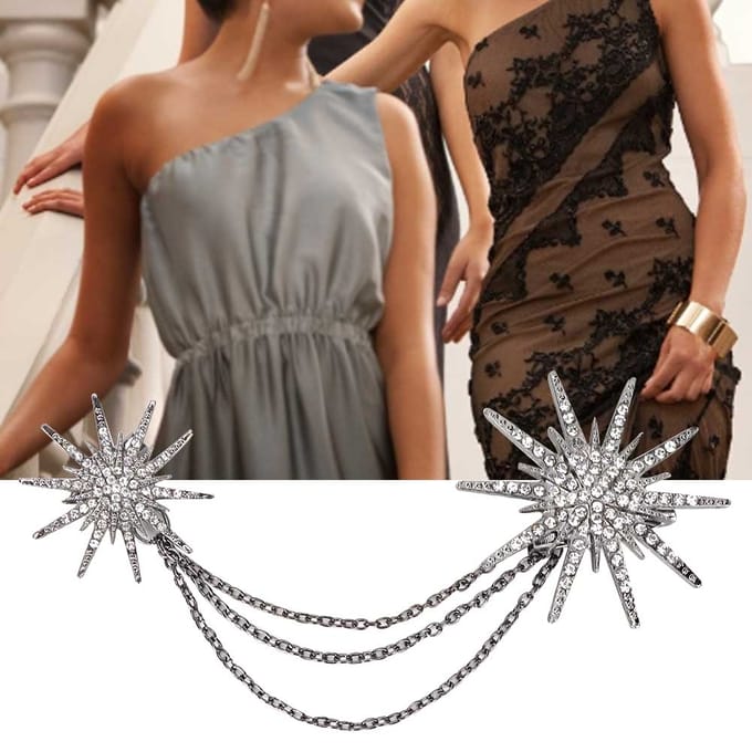 Femmes Exagéré Mode Élégant Strass Épingle Broche Vêtements Robe Décoration Bijoux gray