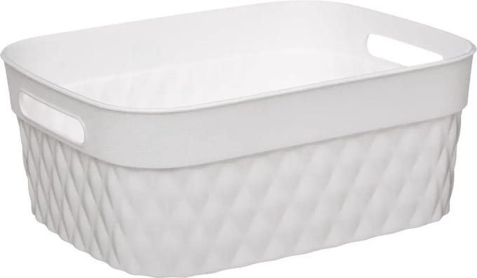 5Five Opbergmand/box van kunststof - wit - 25 x 33 x 13 cm - 8.5 liter