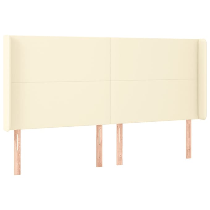 vidaXL - Hoofdbord - LED - 203x16x118/128 - cm - kunstleer - crèmekleurig