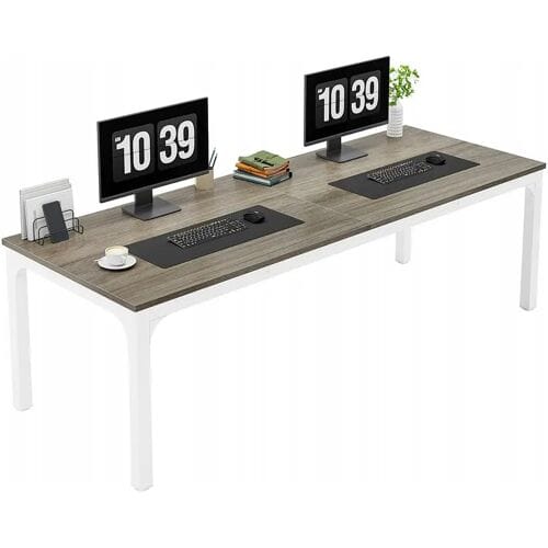 Tribesigns Computerbureau, Laptopbureau, Studeertafel, Draagbare Computertafel, Dubbel Lang Bureau voor Thuiskantoor Slaapkamer, 200 x 70 x 75 cm,