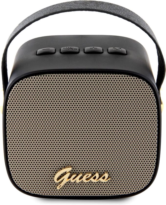 GUESS, 5.3 Compacte 5W Bluetooth Luidspreker met Leren Draagriem 4G Ontwerp, Zwart
