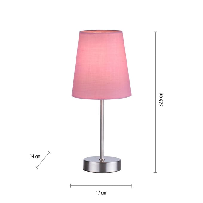 JUST LIGHT. GmbH Heinrich tafellamp met roze stoffen kap