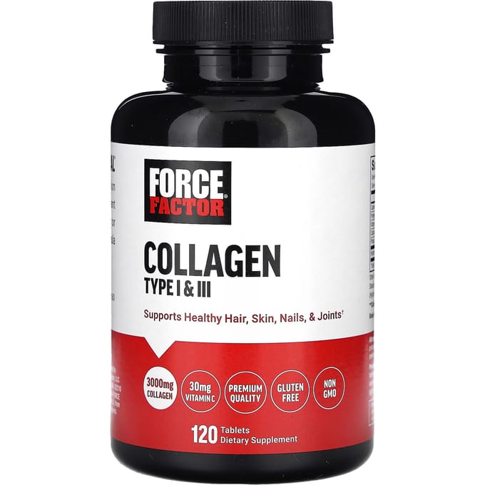 Force Factor, collagène type I & III, 3 000 mg, 120 comprimés (1 000 mg par comprimé)