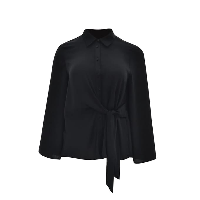 Satin Lange Mouwen Ceintuur Blouse Dames Mat Fashion