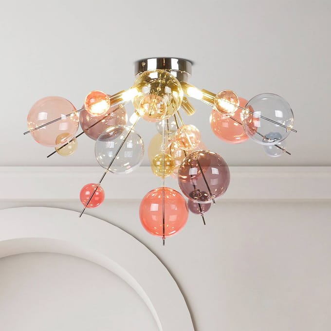 Näve Plafondlamp Explosion, Ø 57 cm, glas, pastelkleurig, G9