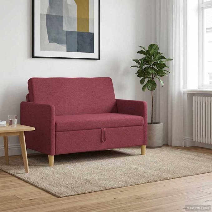 vidaXL - Sofa - met - Opbergruimte - Wijnrood - 122 - x - 78 - x - 87 - cm - Polyester