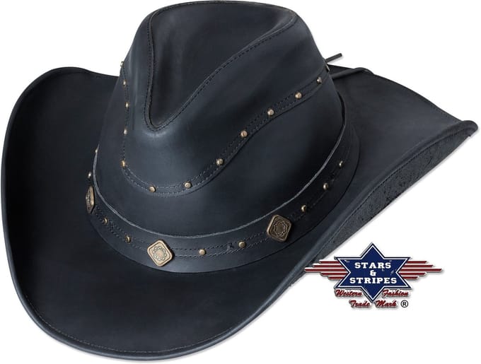 Western lederen hoed Stars&Stripes DUNDEE L