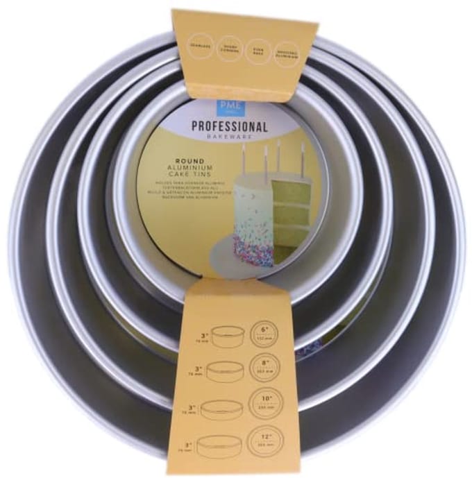Set van 4 ronde cakevormen 6, 8, 10 inch - diep, 30 x 7 cm