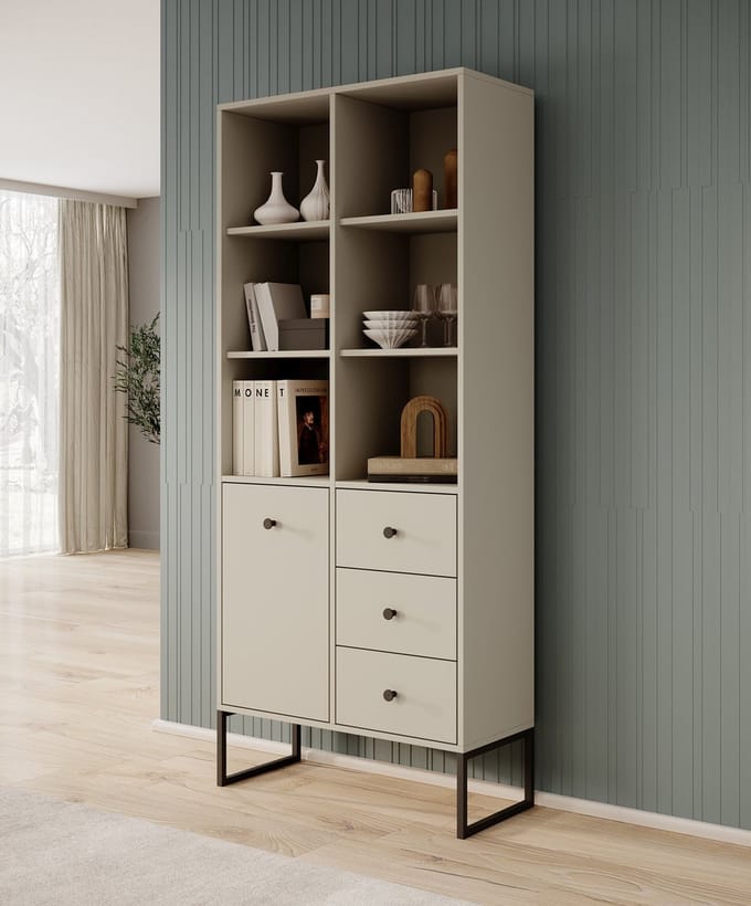 Meubella - Boekenkast Lyndall - Beige - 77 cm