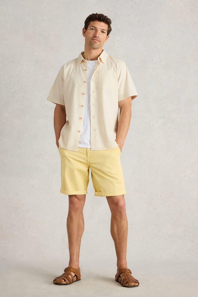 White Stuff Ely Linen Cotton Ss Shirt Natural White Maat: M | Casual Overhemden Outlet | Heren | Wit