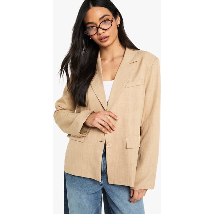 boohoo Dames Marl Flare Mouw Oversized Blazer | Mokka | Maat: 42