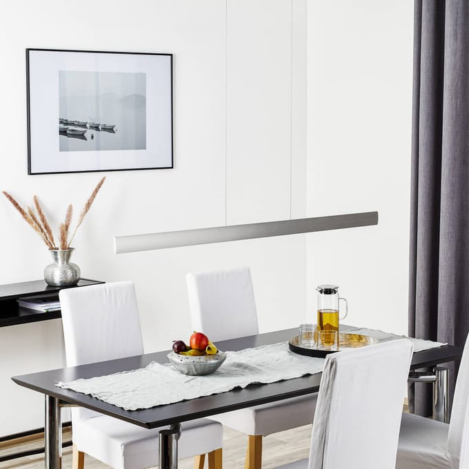 Knapstein LED hanglamp Runa, nikkel, lengte 132 cm