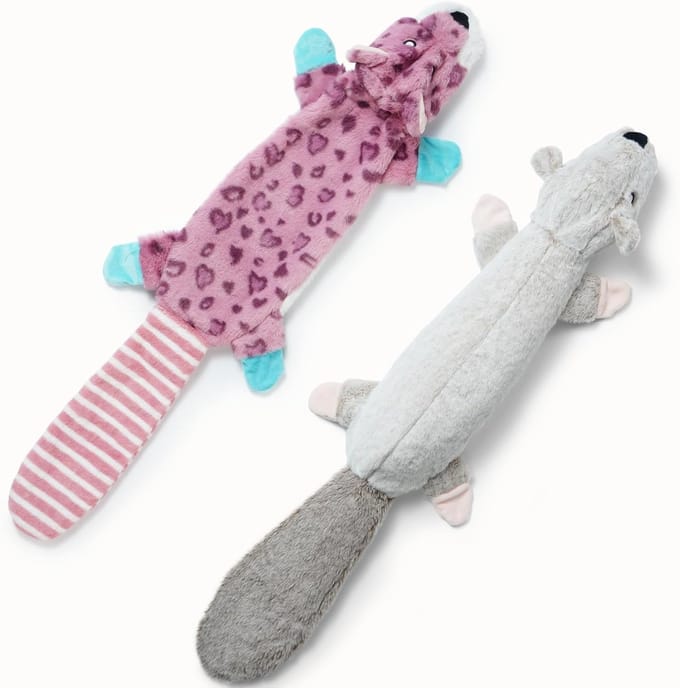 Famanu – Pluche hondenspeelgoed zonder vulling – Extra lang met knispergeluid – Set van 2