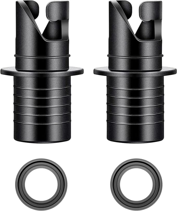 Luchtklep Adapter - Slang Adapter - Opblaasbare Boot - Dubbel Pack - Standaard Maten - Zwart