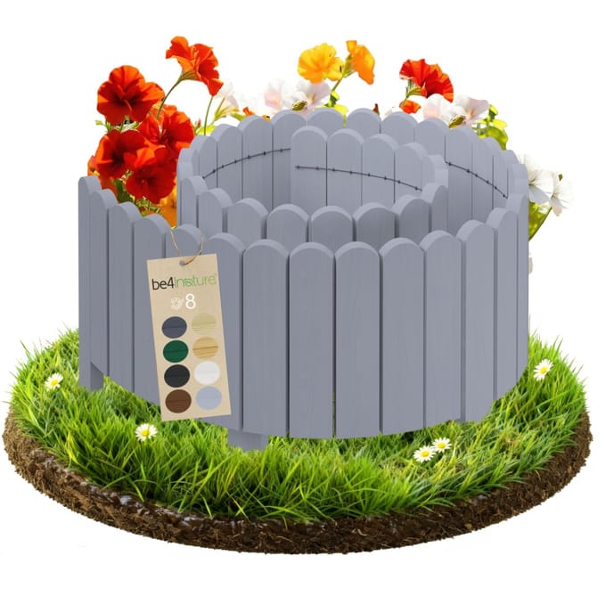 be4nature Flexibele Rolboarder hout 200 x 10 cm Silver wit Geïmpregneerde Borderrand tuin Tuinafscheiding Gazonafscheiding