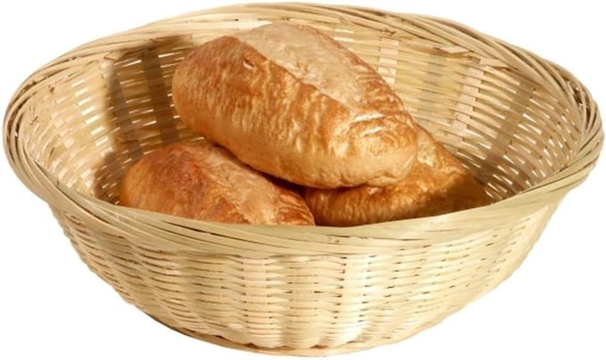 Broodmand Rond - Broodcontainer Bamboe - Brood Serveren - Levensmiddelenkwaliteit - Ø 25 x H7 cm - Lichtbruin