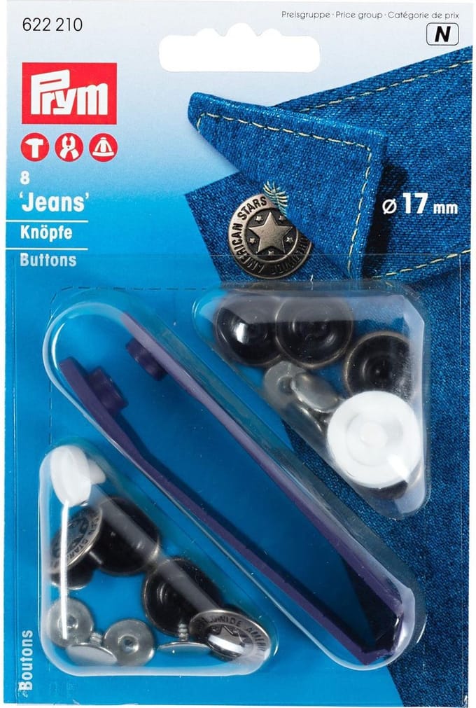 Prym Jeansknopen MS American Star - 17 mm oudzilver - 8 stuks