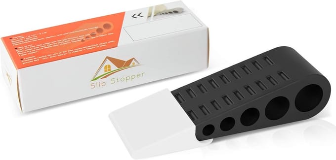 Anti-Wegloop Deurstopper Wig voor Alle Vloeren en Tapijt - Zwart