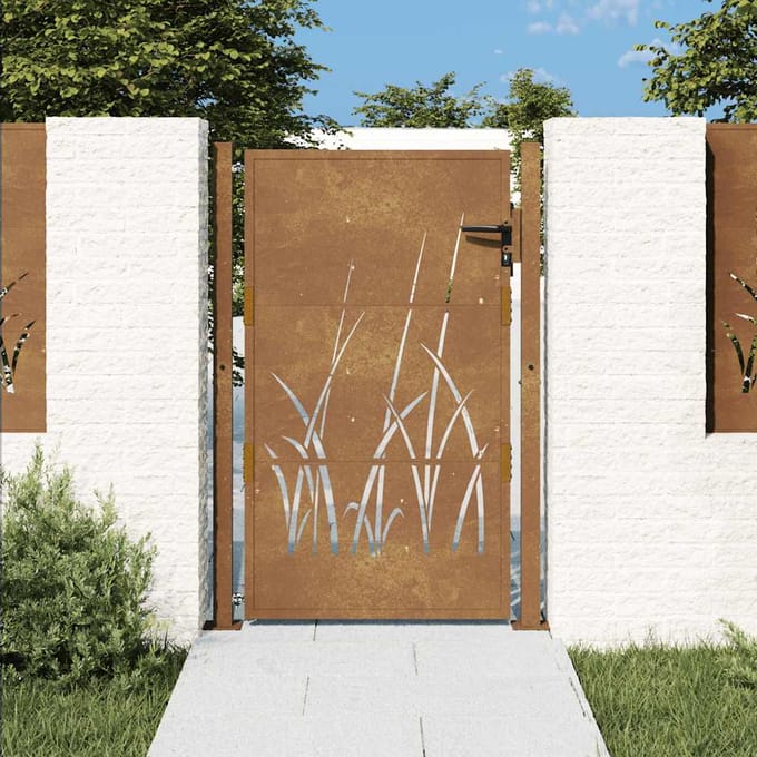 vidaXL - Poort - grasontwerp - 100x125 - cm - cortenstaal