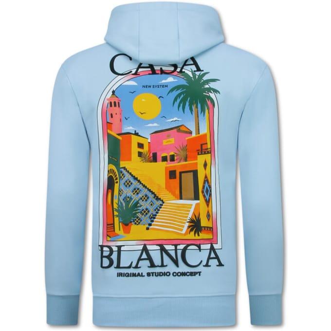 Oversized Hoodie Heren met Capuchon - CASA BLANCA - Dik Geweven - 5993 - Blauw