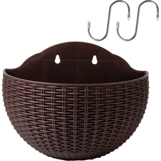 Pot de fleurs mural imitation rotin demi-rond pour intérieur, extérieur, balcon Type 2 black