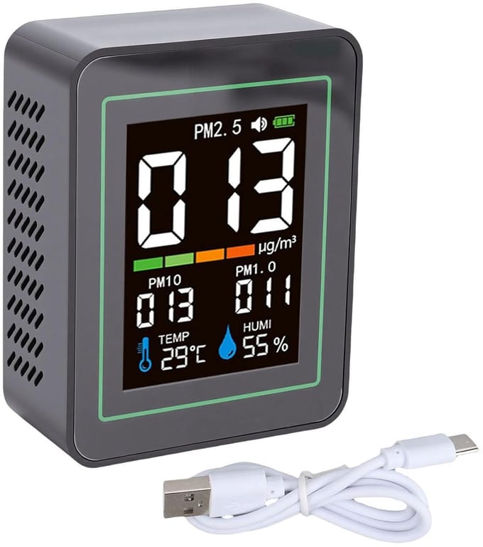 Luchtkwaliteitsdetector - Luchtmeter Tester - Binnenklimaat Monitoren - Infraroodstofsensor - 70x35x90mm - Wit