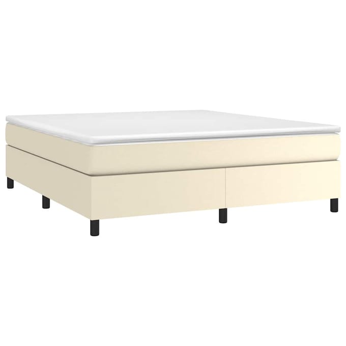 vidaXL - Boxspring - met - matras - kunstleer - crèmekleurig - 160x200 - cm