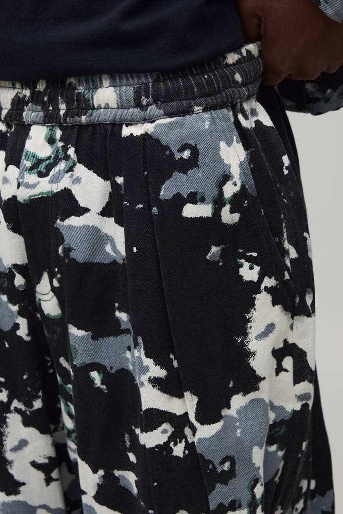 Ballonmodel Broek Met Vervormd Camouflageprint In Twill | Green | Size Medium