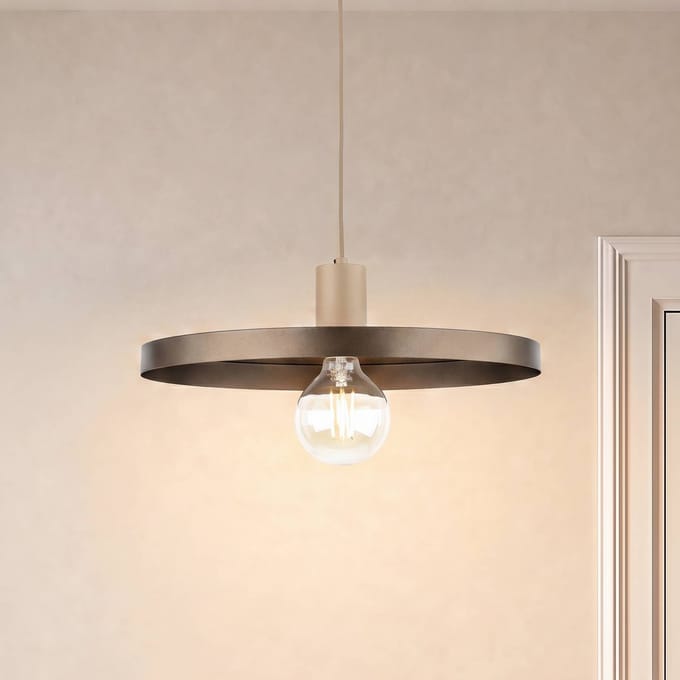 TK Lighting Hanglamp Sila, bruin/zandkleurig, metaal, Ø 45 cm, E27