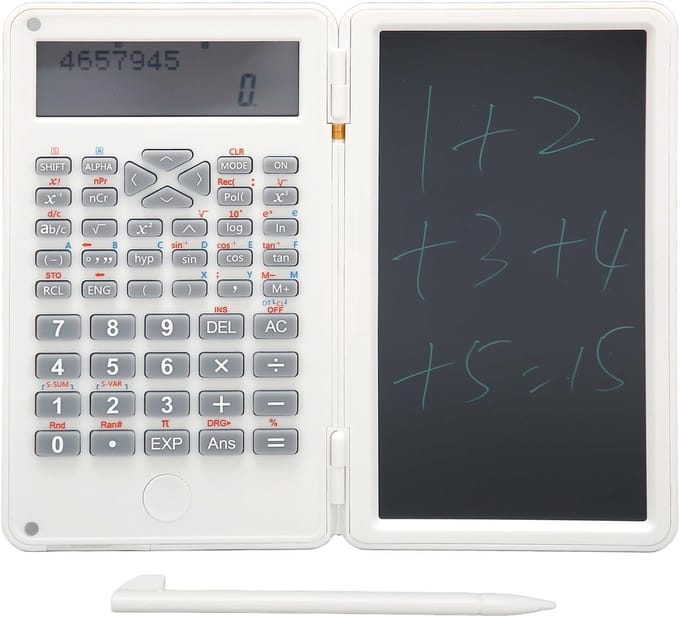 Rekenmachine Notitieblok - Draagbare Calculator - Studie Kantoor - Uitwisbaar LCD Scherm - 6 Inch Display - Wit