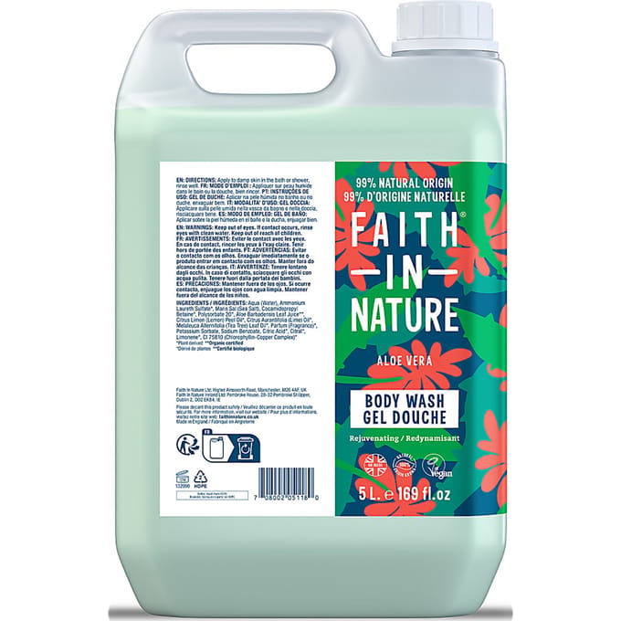 Faith in Nature Aloe Vera Bad-en Douchegel 5L