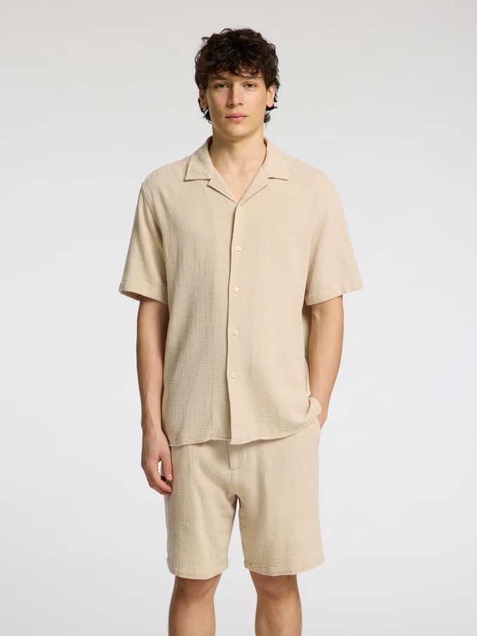 Selected - Heren Overhemden Sal Relax Fit Overhemd Oatmeal - Beige - Maat S