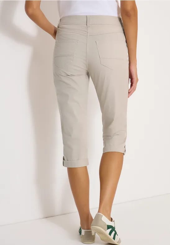3/4 Mid Waist Slim Legs broek met omslag